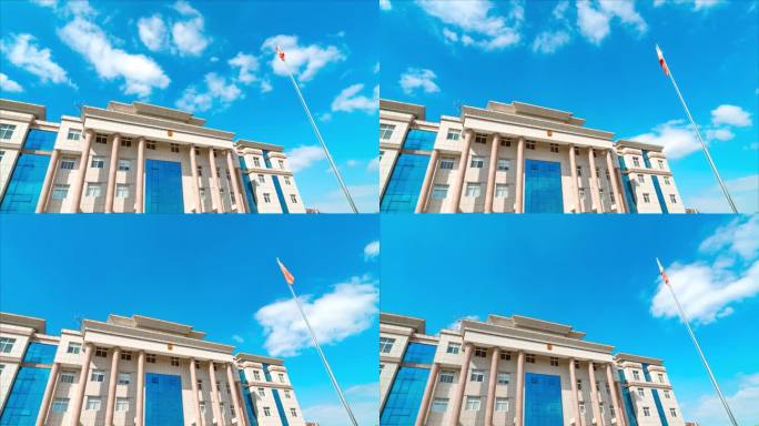 国庆红旗红色白云飘延时