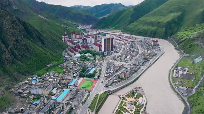西藏那曲市比如县县城航拍