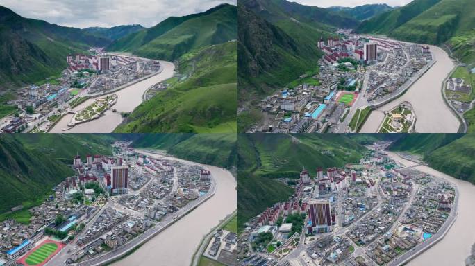 西藏那曲市比如县县城航拍