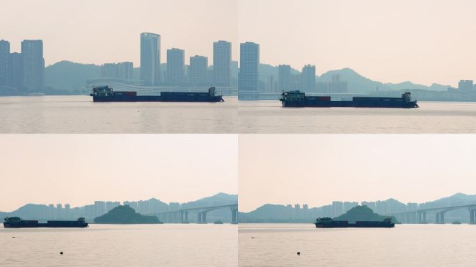 货轮 唯美意境 运河风景 轮船