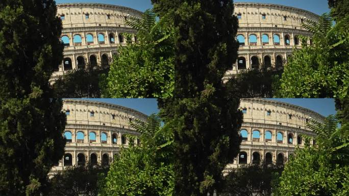 一群游客在罗马竞技场或弗拉维安圆形剧场附近漫步。圆形剧场或斗兽场。游览意大利的古罗马