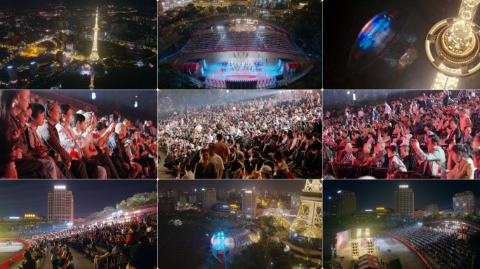 株洲夜景 株洲神农湖水秀舞台表演