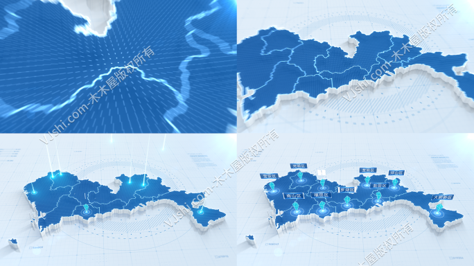 简洁明亮深圳地图展示动画