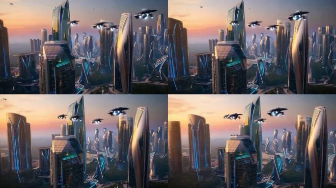 未来城市飞行汽车