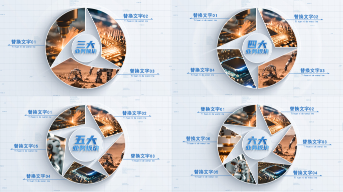 环形图片模块分类AE模板-饼状分类