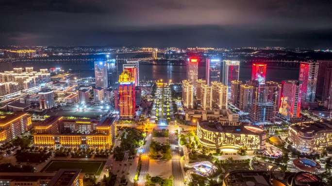 国庆节泉州东海夜景-四朵金花-中央商务区
