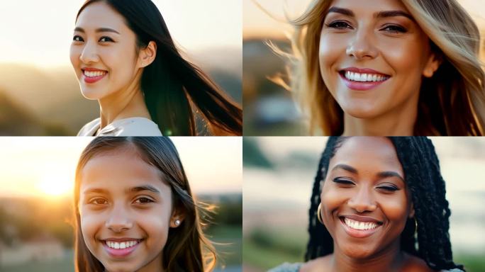各种美女笑脸微笑