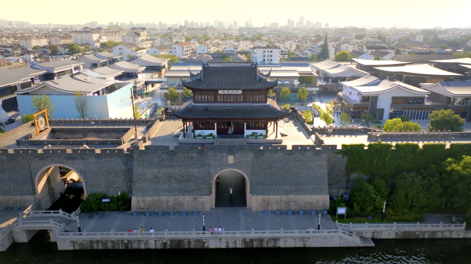 古城门城墙相门苏州老城区护城河仁恒仓街