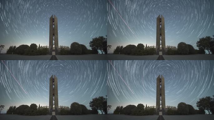 郑州桃花峪黄河中下游分界碑星轨堆栈延时