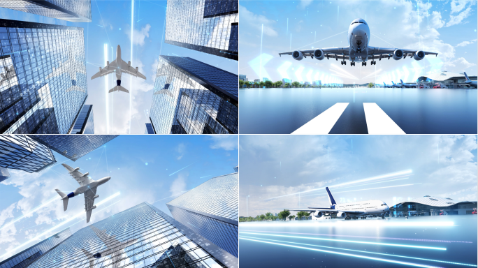 科技航空虚拟飞机智慧机场飞机起飞飞机降落