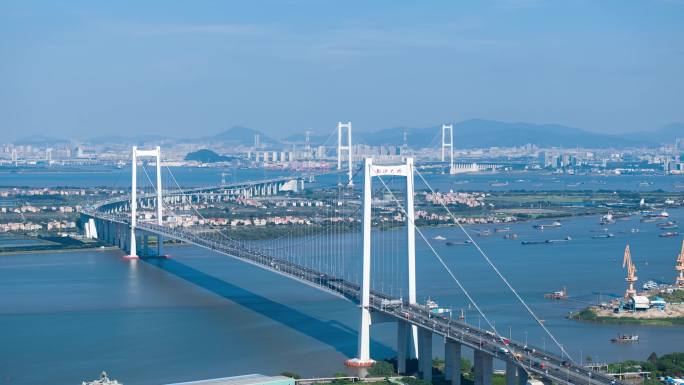 2024航拍南沙大桥交通车流4k延时合集