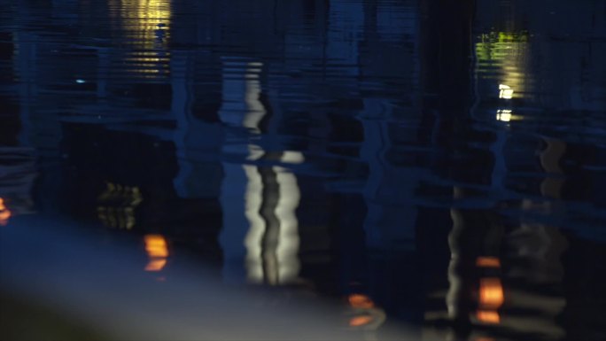 夜晚古镇灯火通明 古镇夜景 空镜C046