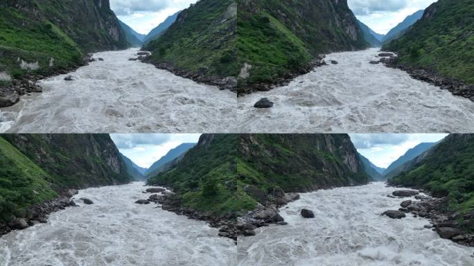 航拍云南香格里拉金沙江虎跳峡