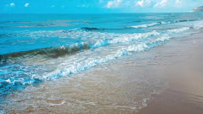 海浪沙滩海浪拍打沙滩航拍旅游素材
