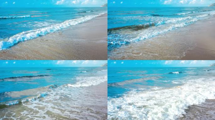 海浪沙滩海浪拍打沙滩航拍旅游素材