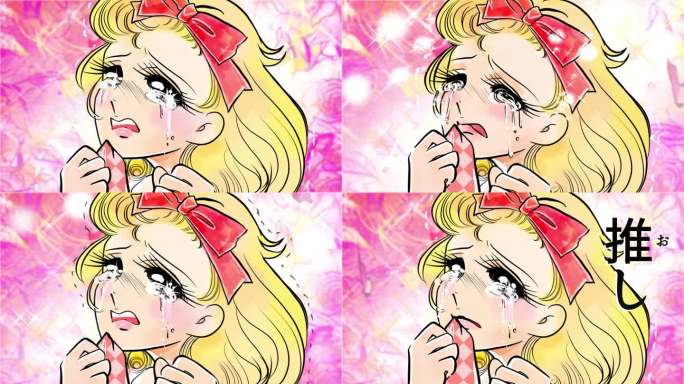 这是一部70年代的漫画风格的动画，讲述了一个金发女郎的故事，背景是玫瑰园，她迷恋着自己的偶像。