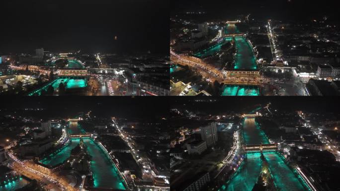 四川都江堰市南桥仰天窝航拍夜景