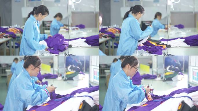 纺织车间 纺织女工 生产线