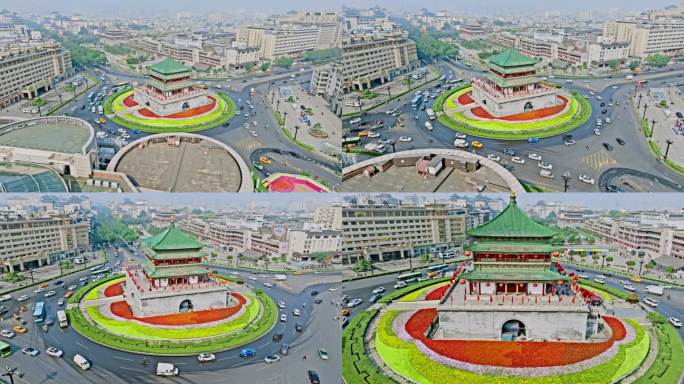 陕西省西安市钟楼秋天国庆国旗