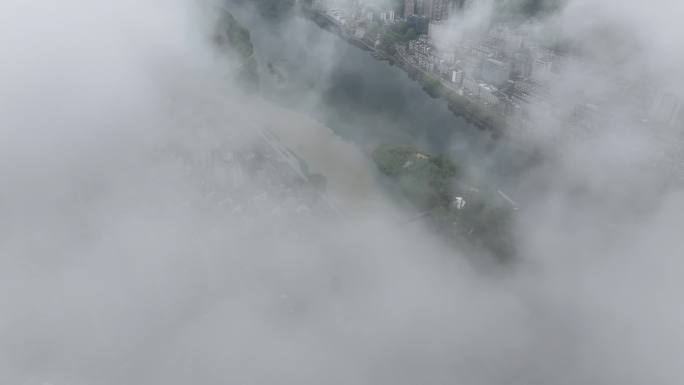 建德新安江雨后航拍素材