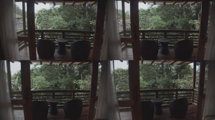 位于南美洲亚马逊雨林深处的高端生态小屋的阳台