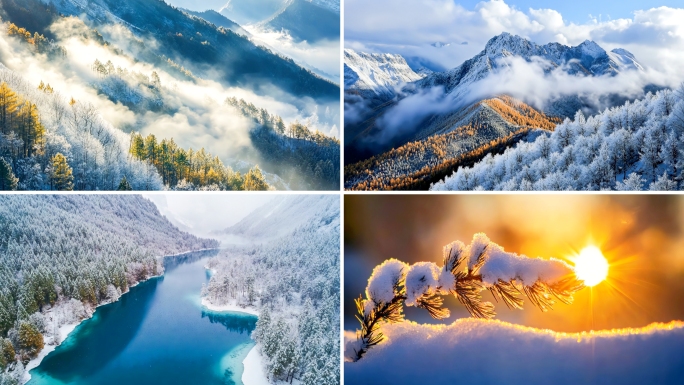 立冬节气唯美雪景空镜雾凇冬天冬日暖阳