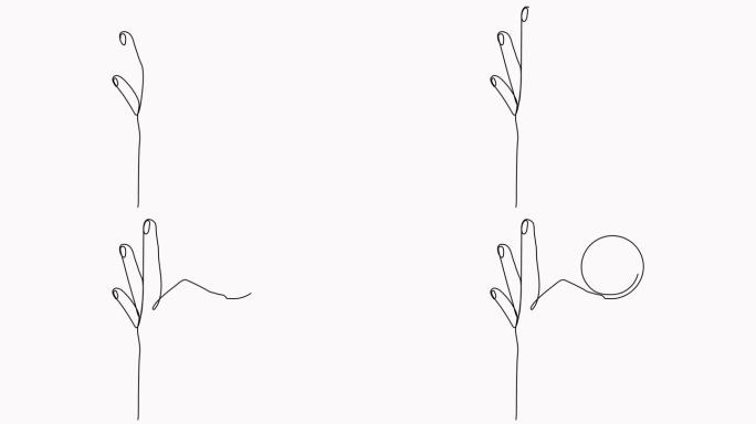 手持美元硬币连续线条绘制的动画。