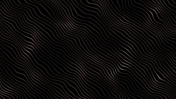 黑色背景上的金色波浪。数字海，图形线性。青铜的背景。字体设计的名片。豪华的波浪空间。亲爱的科幻微世界