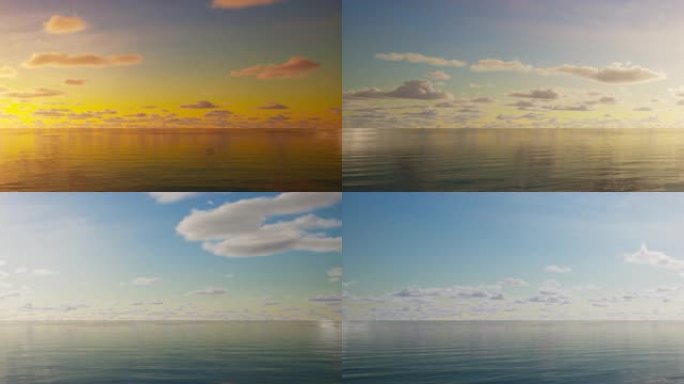 水面日出海面海上日出4K