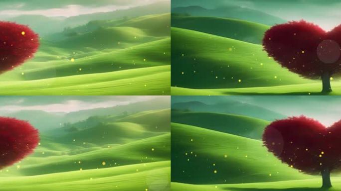 爱心树草原背景8k宽屏