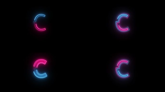 带alpha通道的霓虹字母C，霓虹字母表
