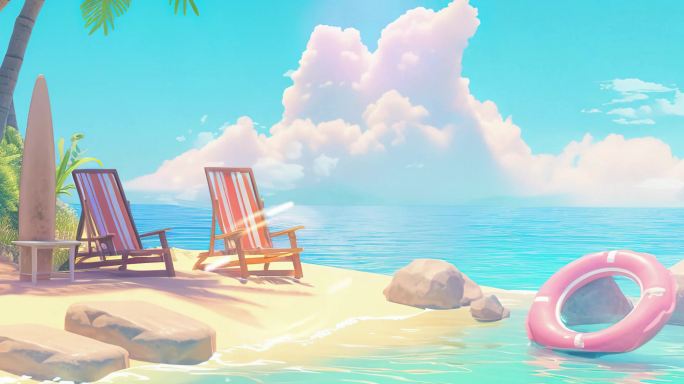 【宽屏】夏日海滩度假清新的舞台背景
