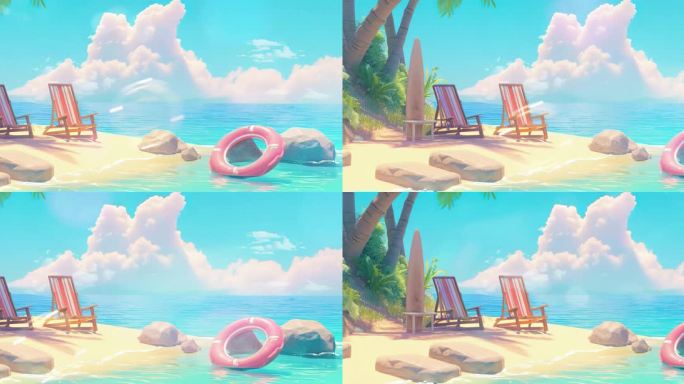 【宽屏】夏日海滩度假清新的舞台背景