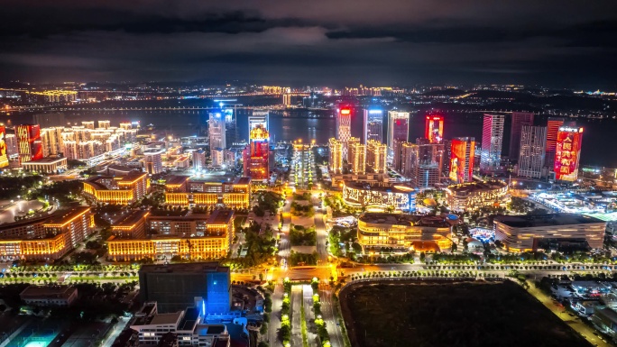泉州夜景航拍延时-东海夜景-四朵金花