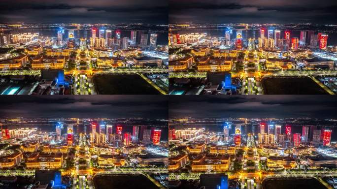 泉州夜景航拍延时-东海夜景-四朵金花
