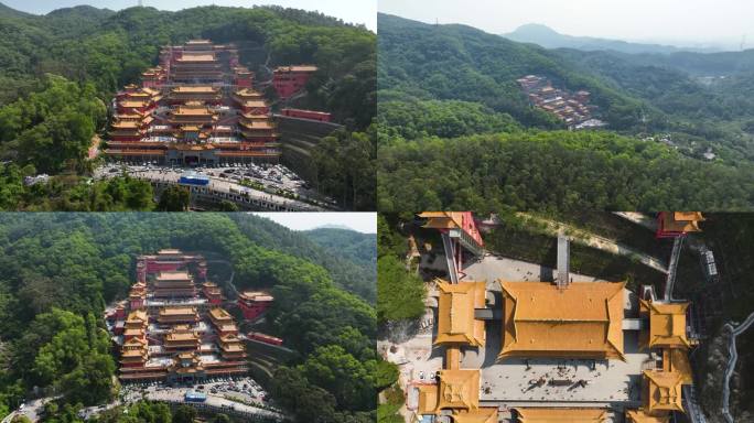 东莞大岭山观音寺航拍4k素材