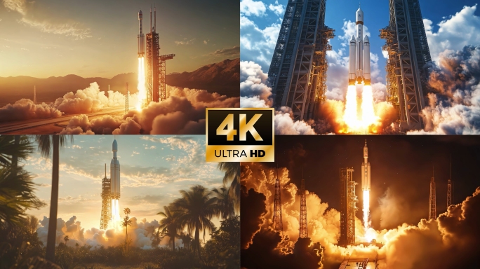 中国航天火箭点火发射宇航员太空探索卫星