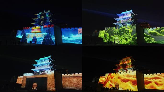 4K夜游嘉峪关关城投影灯光秀