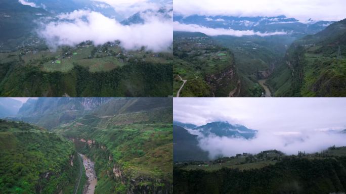 航拍四川大凉山云端村庄