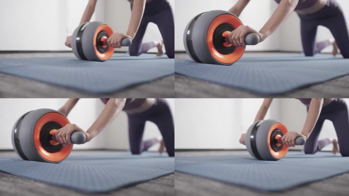 AB0563女生室内健腹轮体育锻炼特写