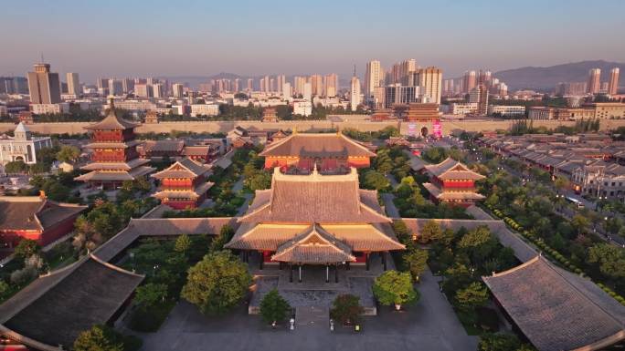 4K山西大同华严寺的日出