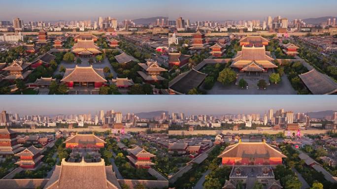 4K山西大同华严寺的日出