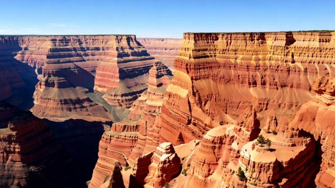 美国大峡谷悬崖峭壁间的广袤红色砂岩