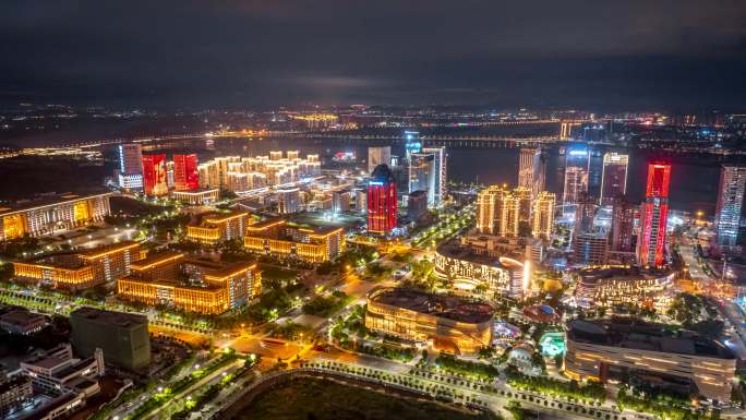泉州东海夜景航拍延时-四朵金花