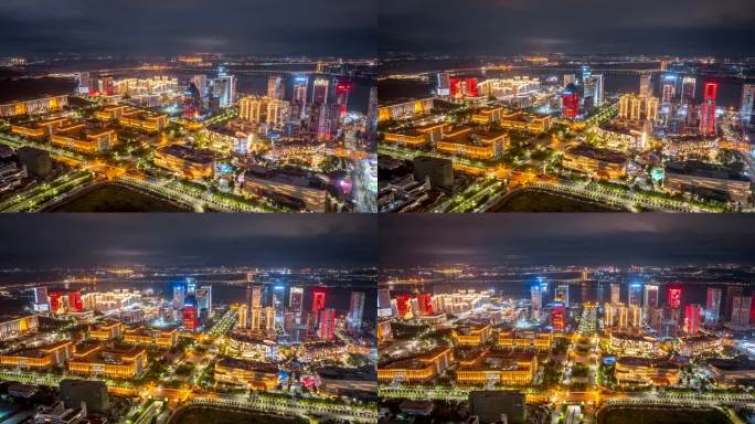 泉州东海夜景航拍延时-四朵金花