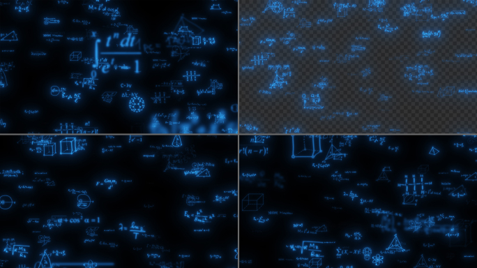 4K透明通道数学几何公式元素发光版