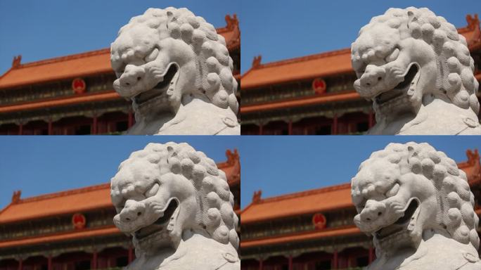 北京天安门城楼和石狮子特写 虚实镜