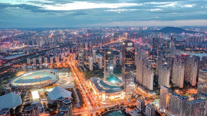 合肥政务区合肥CBD合肥地标天鹅湖夜景