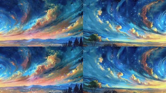 【7K】彩色奇幻云梦幻梵高星空梦幻星空1