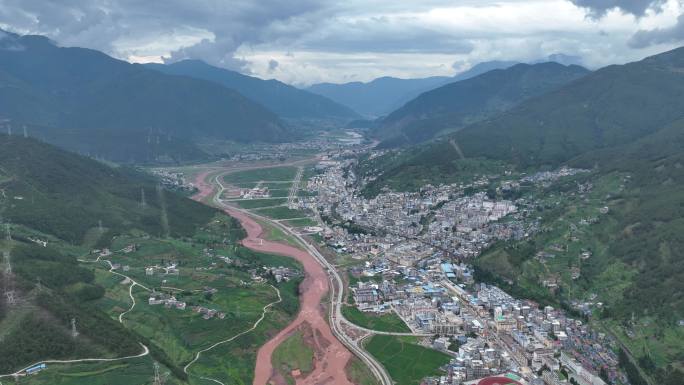 航拍喜德县城 城市风光